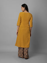 Solid Mustard A-Line Kurta Palazzo Set