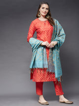 Hand Embroidered Kurta With Pant And Dupatta