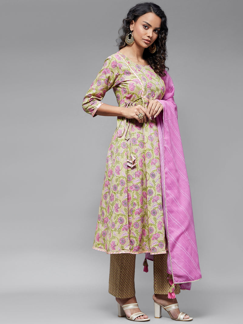 Yoke Panel Kurta With Trouser And Dupatta