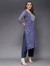 Straight Kurta With Gota Patti Work On Neck