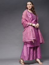 Embroidered Kurta With Pant And Dupatta