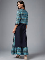 Blue Shibori Printed Fish Cut A-Line Tunic