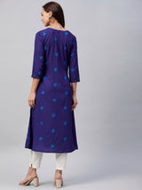 Blue geometric printed A-line kurta