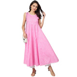 Pink And White Ethnic Printed Anarkali Kurta