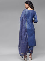 Straight kurta with embroidered trouser and dupatta