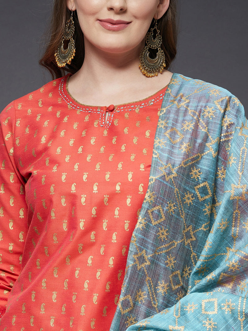 Hand Embroidered Kurta With Pant And Dupatta