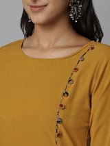 Solid Mustard A-Line Kurta Palazzo Set