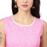 Pink And White Ethnic Printed Anarkali Kurta