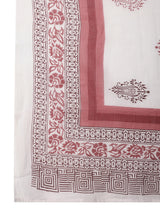 Pink And White Ethnic Printed Side Slit Straight Kurta Palazzo And Dupatta Set