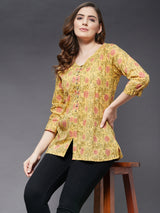 Pin Tucks With V-Neck Kurti