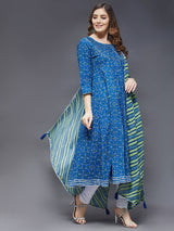 Pure Cotton Anarkali Kurta With Leheriya Dupatta